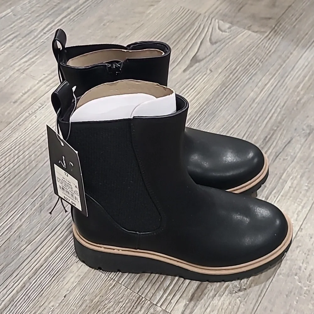 Art Class Laurel Faux-Leather Wedge Ankle Chelsea Boots Black